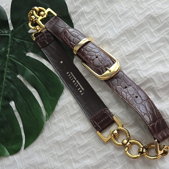 Vintage The Limited Brown and Gold Leather Belt Eclectic Minimalist Edgy Unique - Picture 6 of 6